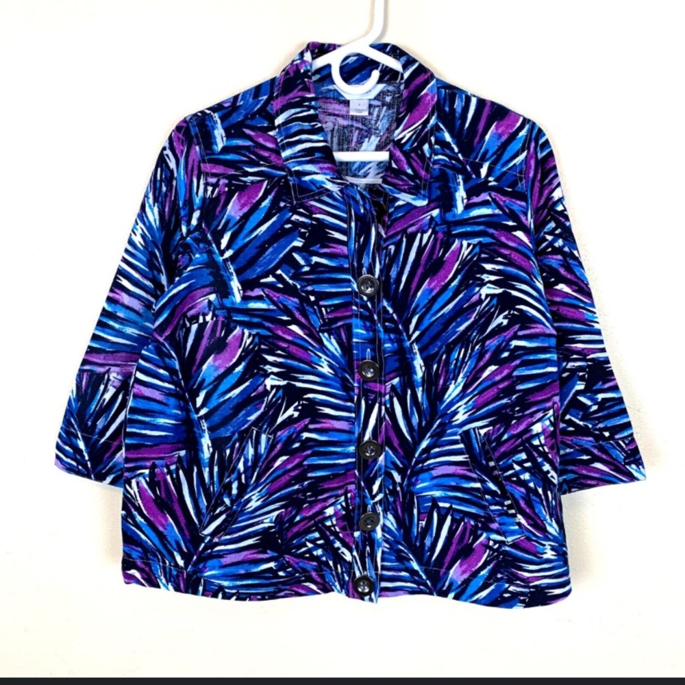 Cj Banks Colorful Palm Leaf Jacket